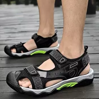 Модные мужские сандалии с нескользящей резиновой подошвой, высококачественные, повседневные, для походов, в воде, сетчатые, кожаные, пляжные, дышащие, летние, для походов на открытом воздухе, мягкие 38 коричневый