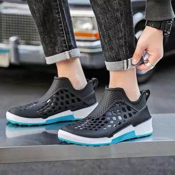 Модные мужские сапоги для работы и безопасности, дождевая обувь, мужская обувь для рыбалки, галоши, мужская обувь для кухни, маслостойкие нескользящие резиновые сапоги, обувь 39 чёрный