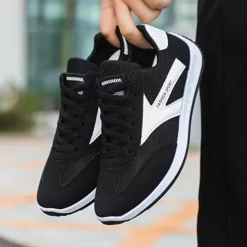 Модные мужские сетчатые дышащие кроссовки с низким верхом, легкие и удобные, модная повседневная обувь, модная корейская версия универсальной обуви для сёрфинга 39 чёрный