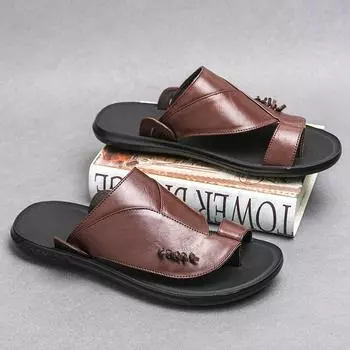 Модные мужские шлепанцы Пляжная обувь для дома и отдыха Повседневная обувь для поездок на работу Летние сандалии Плоская обувь для путешествий и отдыха на открытом воздухе Новые 38 чёрный