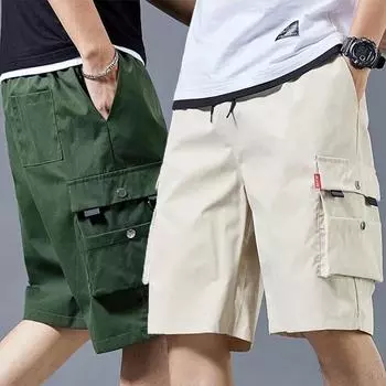 Модные мужские шорты для спорта на открытом воздухе, быстросохнущие брюки-карго с несколькими карманами больших размеров M бежевый