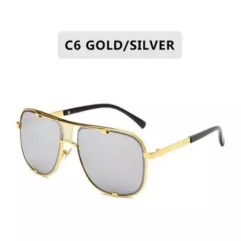 Модные мужские солнцезащитные очки в квадратной оправе с металлическим градиентом, солнцезащитные очки для вождения, винтажные солнцезащитные очки Other