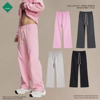 Модные мужские спортивные брюки осень 2024 года из махровой ткани с микроклешем - 430 г XXL светло-серый