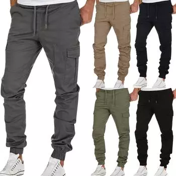 Модные мужские спортивные цветные повязки, повседневные свободные спортивные штаны на шнуровке XXXL чёрный