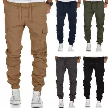 Модные мужские спортивные цветные повязки, повседневные свободные спортивные штаны на шнуровке L хаки