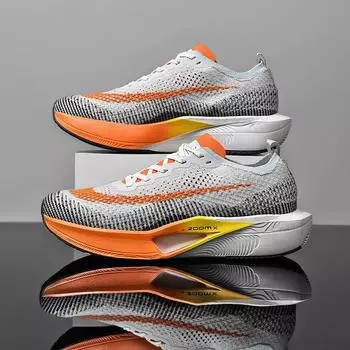 Модные мужские спортивные кроссовки на воздушной подушке для марафона, дышащие, легкие, женские, удобные, спортивные, нескользящие, с углеродной пластиной 36 розовый