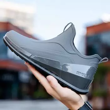 Модные мужские спортивные резиновые сапоги, водонепроницаемая обувь до щиколотки, низкие кухонные туфли, обувь для рыбалки, летние нескользящие ботинки 39 серый