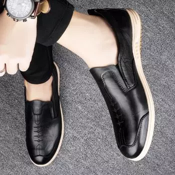 Модные мужские стильные мокасины Новые брендовые кожаные туфли для мужчин Высококачественные мокасины Мужская обувь для вождения Мужская обувь Мужская официальная обувь 38 чёрный