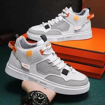 Модные мужские студенческие кроссовки для крикета, молодежные новые модные универсальные высокие туфли на плоской подошве для путешествий, баскетбола, спорта, повседневная обувь для отпуска 39 белый