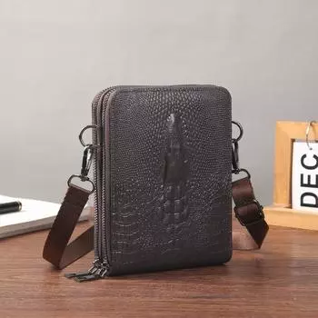 Модные мужские сумки через плечо, новые сумки через плечо с крокодиловой текстурой, модные маленькие сумки для сотовых телефонов на молнии, мужские деловые сумки
