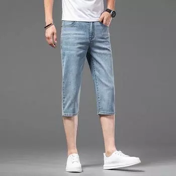 Модные мужские свободные прямые укороченные джинсы на все времена года 32 (25-inch) 140 lbs