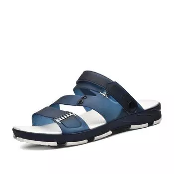 Модные мужские тапочки 2019 Летние новые мужские сандалии Повседневные сандалии и тапочки Мужские нескользящие сандалии из мягкого желе 7.5 синий