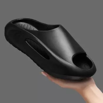 Модные мужские тапочки 2024 Новые шлепанцы Летние сандалии мужские Уличные женские модные повседневные пляжные туфли для любителей дышащей обуви мужские домашние тапочки 36-37 чёрный