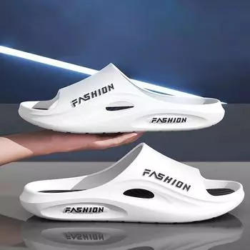 Модные мужские тапочки для ношения на открытом воздухе летом с мягкой подошвой 2024 новые высококачественные спортивные сандалии для мужчин с защитой от скольжения и запаха 40-41 зелёный