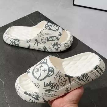 Модные мужские тапочки, домашние сандалии для мужчин, шлепанцы, летние, толстые, нескользящие, мягкие, мужские, женские, парные тапочки из ЭВА 36-37 чёрный