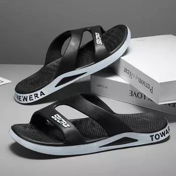 Модные мужские тапочки из ПВХ с мягкой подошвой, нескользящие шлепанцы, повседневные уличные пляжные шлепанцы, домашние тапочки для ванной комнаты, новые сандалии 40