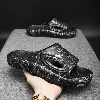 Модные мужские тапочки, легкие пляжные сандалии, нескользящие, Eva, мужские домашние тапочки для ванной, удобные шлепанцы для улицы 40-41