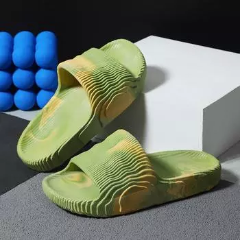 Модные мужские тапочки, летние домашние тапочки для ванной, нескользящие тапочки с мягкой подошвой из ЭВА, модные тапочки, зеленые, черные, синие, желтые, серые 45 чёрный