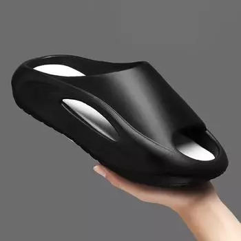 Модные мужские тапочки Летние роскошные сандалии мужские Уличные модные повседневные пляжные тапочки Дышащая обувь для мужчин Домашние тапочки 36-37 черный белый