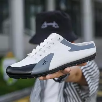 Модные мужские тапочки Модные люксовые бренды Повседневная обувь Новые теплые туфли на плоской подошве Baotou Мокасины Кроссовки Летняя секция Тапочки Baotou Half 39