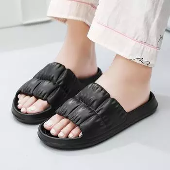 Модные мужские тапочки Мягкая подошва мужская обувь Нескользящая износостойкая подошва Удобные домашние женские тапочки Ванная комната Шлепанцы для ванной 36-37 чёрный