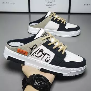 Модные мужские тапочки Мужские кроссовки Парные полутапочки для мужчин Мокасины Обувь без застежек Мужская прогулочная обувь Шлепанцы Sandalias Zapatos44 39