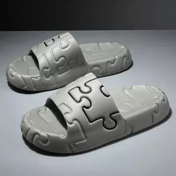 Модные мужские тапочки на платформе, мягкие тапочки, модные женские шлепанцы из ЭВА, уличная обувь, летние повседневные парные тапочки 40-41 белый