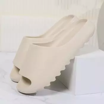 Модные мужские тапочки на платформе женские мужские домашние тапочки для ванной комнаты парные летние туфли для отдыха на открытом воздухе модные мягкие легкие мужские пляжные шлепанцы 36-37 бежевый