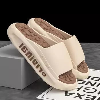 Модные мужские тапочки, нескользящие сандалии, толстая мягкая домашняя обувь на платформе, мужские тапочки для душа и ванной, повседневная обувь 42-43 шоколадный