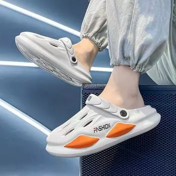 Модные мужские тапочки, удобные уличные сандалии на платформе, сабо, пляжные тапочки, шлепанцы, мужские домашние шлепанцы, обувь для ванной комнаты 42-43 темно-серого