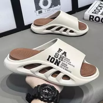 Модные мужские тапочки, уличные сандалии, повседневная пляжная обувь для мужчин и женщин, уникальные дизайнерские шлепанцы на толстой подошве, мужские спортивные шлепанцы 35 36 белый