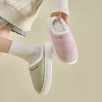 Модные мужские тапочки, зимние однотонные домашние тапочки, теплые удобные хлопковые туфли для мужчин, нескользящие туфли для пар 36-37 серый