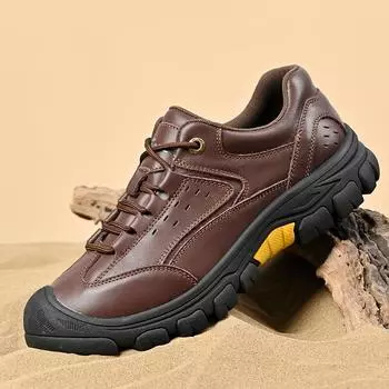 Модные мужские теплые зимние ботинки из натуральной кожи, модные уличные мужские кроссовки на шнуровке, мужские походные ботинки, нескользящие мужские повседневные ботинки для снега 38