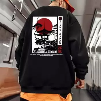 Модные мужские толстовки с капюшоном для мужчин с длинным рукавом, футболка с принтом 3D в японском стиле, толстовка с капюшоном, свободная, с длинными рукавами, мужская S