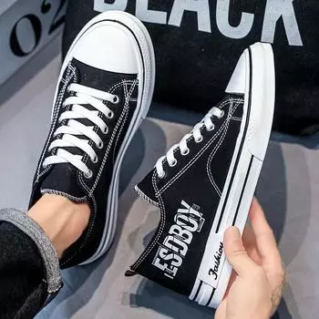 Модные мужские трендовые низкие дышащие парусиновые туфли для скейтбординга, повседневные крутые уличные стильные кроссовки для студентов и мальчиков, трендовые кроссовки для подростков 39 чёрный