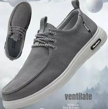 Модные мужские туфли 2024 года, лето, новые легкие парусиновые туфли, дышащие, на шнуровке, универсальные повседневные туфли, модная обувь, мужские мокасины, мужские кроссовки 39 серый
