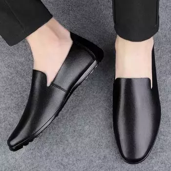 Модные мужские туфли без застежек из натуральной кожи, мягкие мужские мокасины, удобная мужская обувь для вождения, универсальная мужская удобная повседневная обувь 37 серый