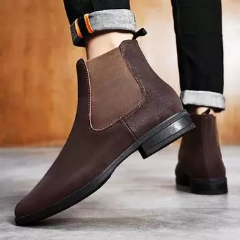 Модные мужские туфли без застежек, мужские повседневные деловые ботинки челси, кожаные модные мотоциклетные ботинки ручной работы, новые зимние ботинки Plus Ankle Boot для мужчин 37