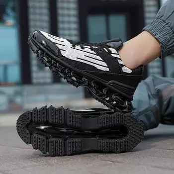 Модные мужские туфли больших размеров Four Seasons Low-Top New Blade мужские туфли мужские амортизирующие кроссовки Fly-Knit с подошвой из ТПУ 39