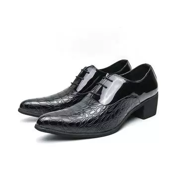 Модные мужские туфли большого размера, повседневные, деловые, формальные, кожаные, с острым носком, высококачественные, лакированные, повседневные, клубные, свадебные туфли 38 чёрный