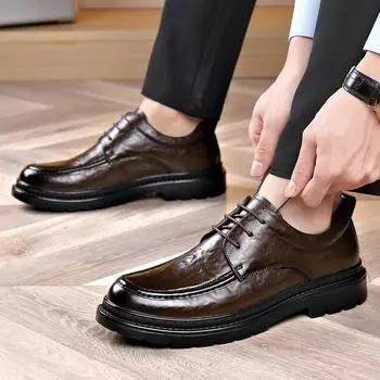 Модные мужские туфли-броги для мужчин, деловые туфли для костюма, повседневные, формальные, деловые, кожаные, мужские свадебные туфли, итальянские туфли для банкета 38 чёрный