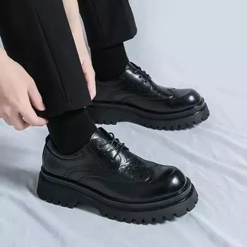 Модные мужские туфли-броги класса люкс в дизайнерском стиле на толстой подошве, элегантные и изысканные, популярная обувь для джентльменов, свадебная обувь 38 коричневый