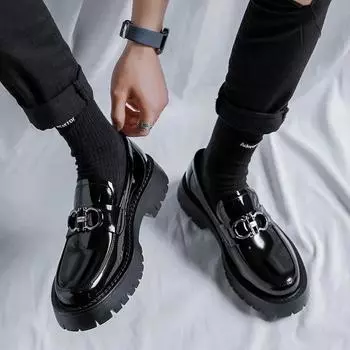 Модные мужские туфли, черные, на толстой подошве из полиуретана, износостойкие, повседневные деловые туфли, европейские туфли для общения, размер 38-46, мужская обувь 38 чёрный