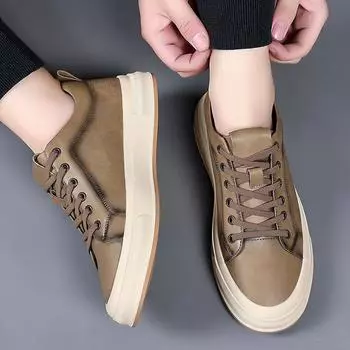 Модные мужские туфли цвета хаки/черного/белого цвета на шнуровке, повседневные летние мужские дышащие кроссовки для скейтбординга, мягкие мужские вулканизированные кроссовки для ходьбы на открытом воздухе 38 белый