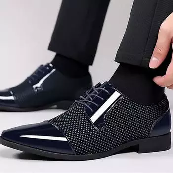 Модные мужские туфли дерби на шнуровке из лакированной кожи, оксфорды, мужские туфли, формальные, для делового подъема, с ярким верхом, большой размер 49 50 38 чёрный