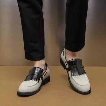 Модные мужские туфли для отдыха на природе слипоны Модный британский стиль Модные повседневные деловые вечерние прогулочные туфли больших размеров 38-48 38 бежевый