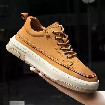 Модные мужские туфли для скейтбординга, классические брендовые мужские повседневные туфли, деловые туфли, мужские туфли для вечеринок, бежевые повседневные туфли из натуральной кожи 38 коричневый
