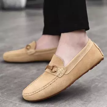 Модные мужские туфли для вождения из нубука, мужские весенние кожаные лоферы, мужская повседневная обувь, мокасины, мужские туфли без застежек, модная мужская обувь, размер 38-44 38 коричневый