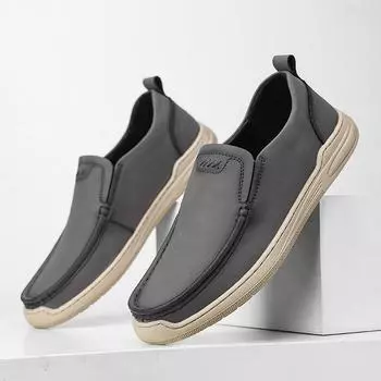 Модные мужские туфли для вождения в винтажном стиле, повседневные кожаные мужские туфли, дышащие туфли без застежек на плоской подошве, мокасины ручной работы для отдыха, мужские мокасины для прогулок 38 чёрный