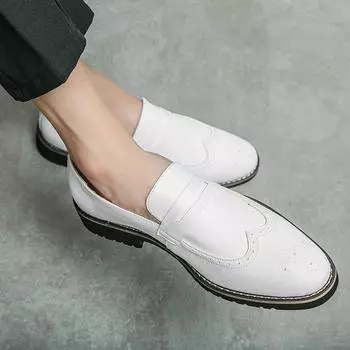 Модные мужские туфли из итальянской кожи, модные мужские деловые кожаные мокасины с блестками, формальные мужские туфли с острым носком, мужские туфли 2024 года 38 чёрный